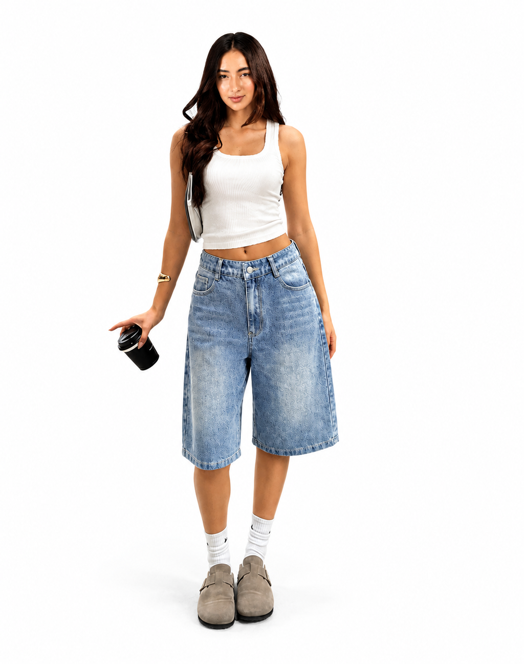 Bermuda Jean Large Femme Taille Haute – Style Streetwear Casual